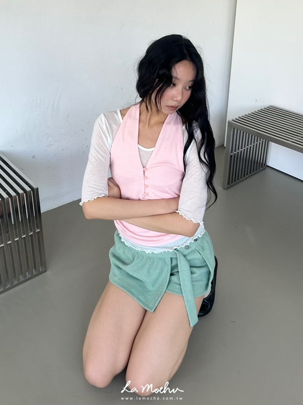 同色扣掛脖馬卡龍背心(闆娘清單)